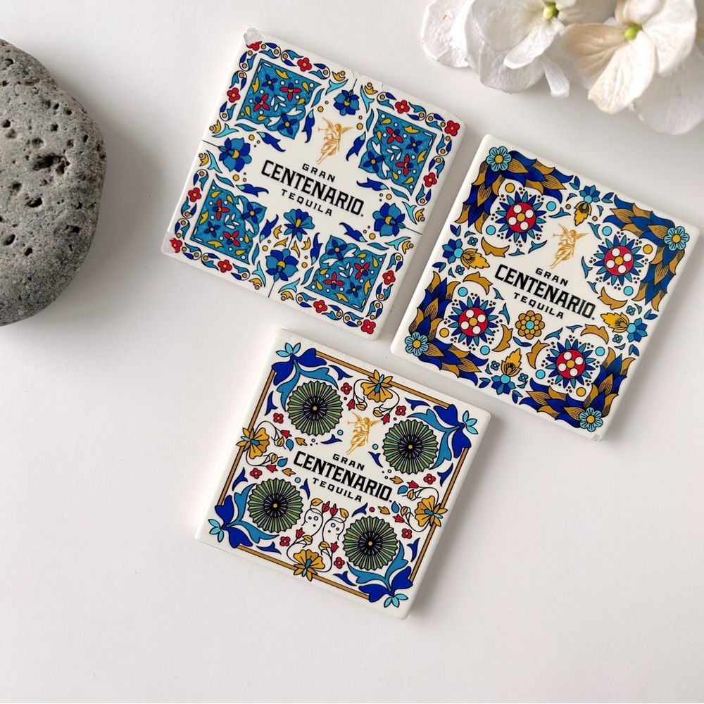 Set of (3) GRAN CENTENARIO TEQUILA COMPANY CERAMIC COASTER SET
